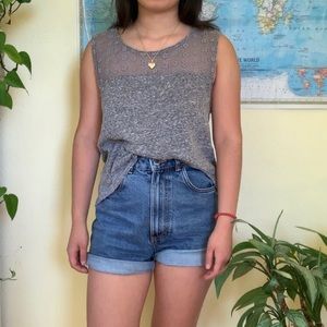 Gray crochet detail tank top Abercrombie & Fitch